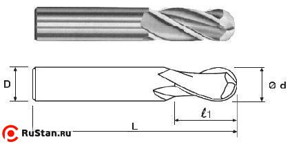 Фреза Концевая радиусная d 8,0х 21х61 ц/х ВК8 Z=2 R-4,0 фото №1
