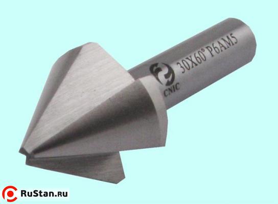 Фреза угловая - зенковка d  6,0х 7.0х 45 конус  60° dхв=5мм Р6АМ5 ц/х Z=3 DIN334 "CNIC" фото №1