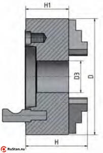 Габаритные и присоединительные размеры четырехкулачковых токарных патронов Optimum CI4C ø 250 мм Camlock ASA D1-6" фото №2 Патрон токарный 4-кул. 250 мм Camlock ASA D1-6" фото №2