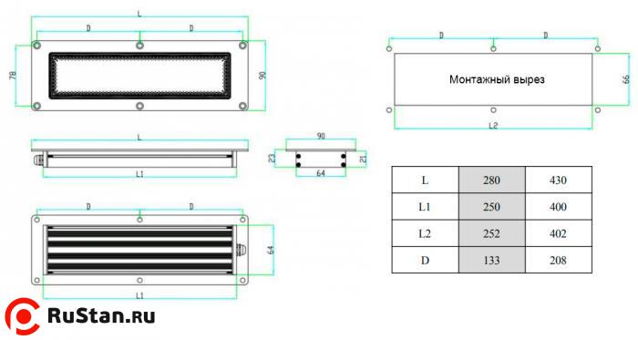 Установочные размеры светильника LED M9Q фото №3 Установочные размеры светильника LED M9Q фото №3